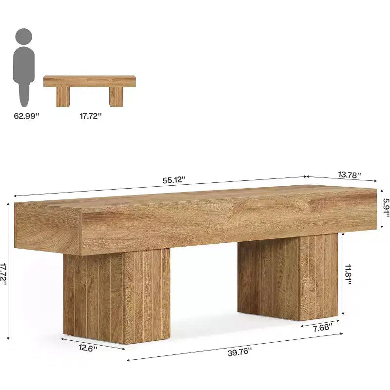 55 Panca in legno rustica marrone chiaro, adatta per sala da pranzo, camera da letto, cucina, corridoio come panca da ingresso o fondo letto.