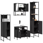 Set Mobili da Bagno con Mensola 4 pz Legno Ingegnerizzato Contenitore Moderno