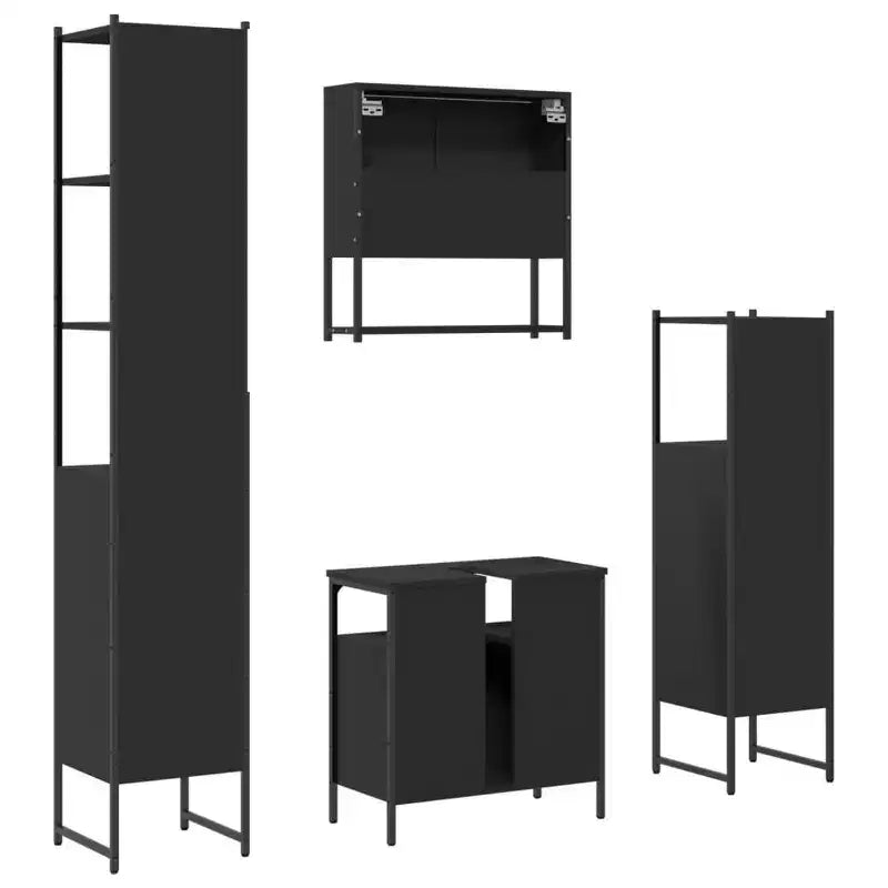 Set Mobili da Bagno con Mensola 4 pz Legno Ingegnerizzato Contenitore Moderno