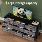 Mobile TV da 63 pollici con 9 cassetti portaoggetti, consolle TV con piano in legno e mobile d'appoggio per TV fino a 75 pollici