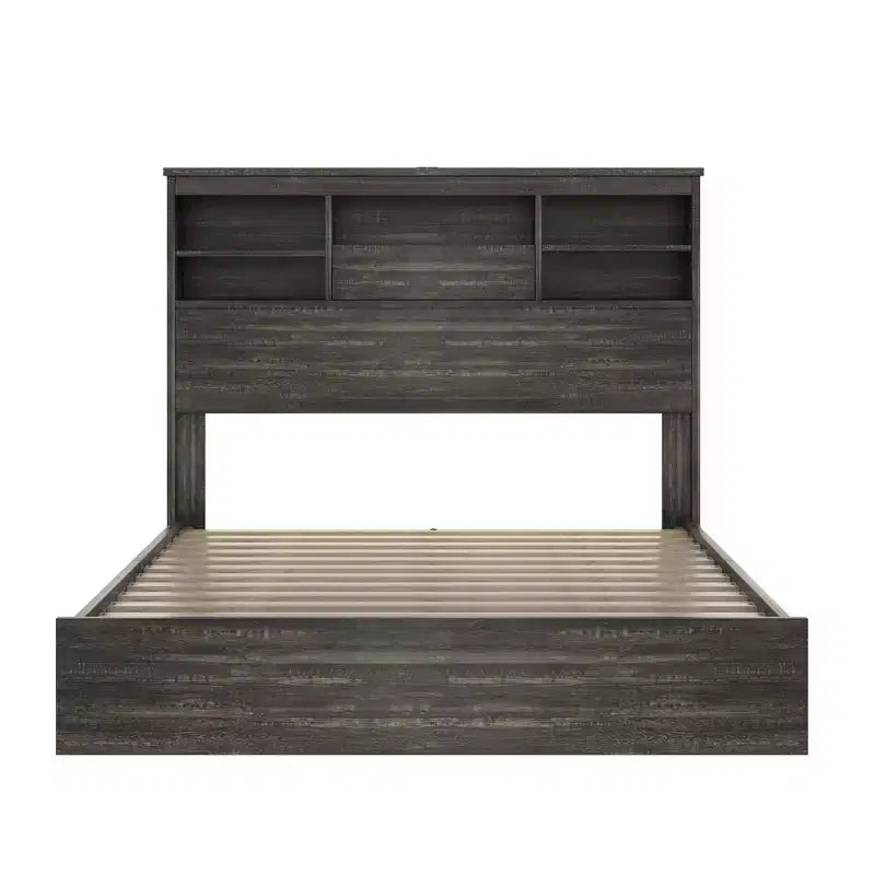 Set 4 pezzi per camera da letto, letto matrimoniale con testiera contenitore, 2 comodini e 1 cassettiera