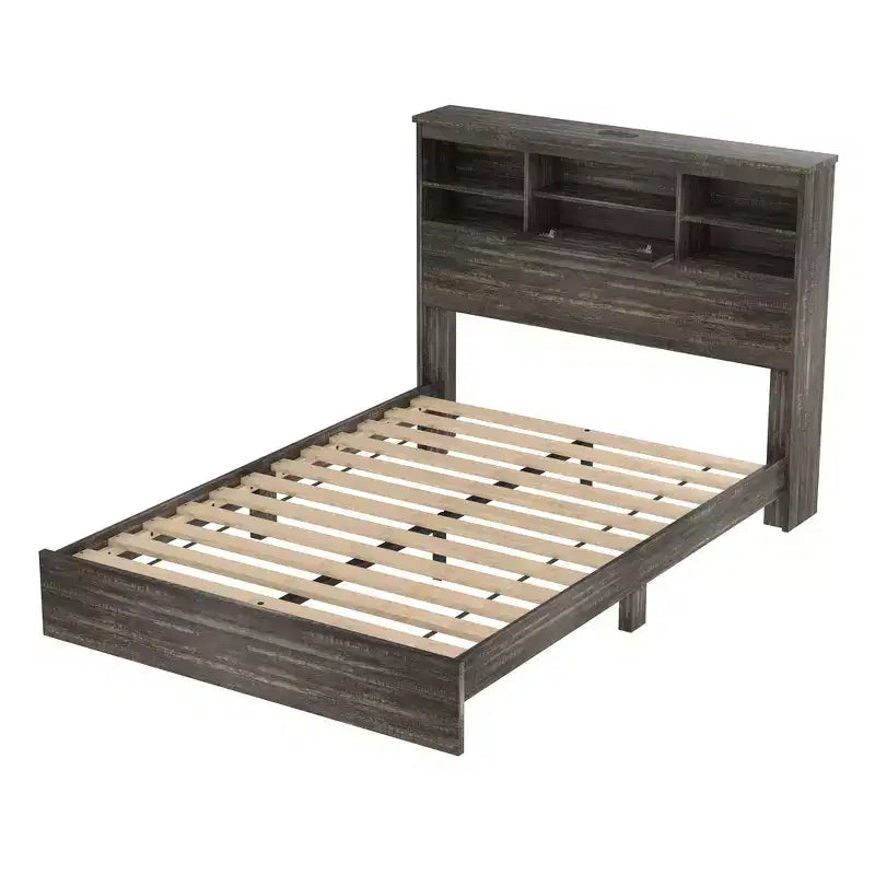 Set 4 pezzi per camera da letto, letto matrimoniale con testiera contenitore, 2 comodini e 1 cassettiera