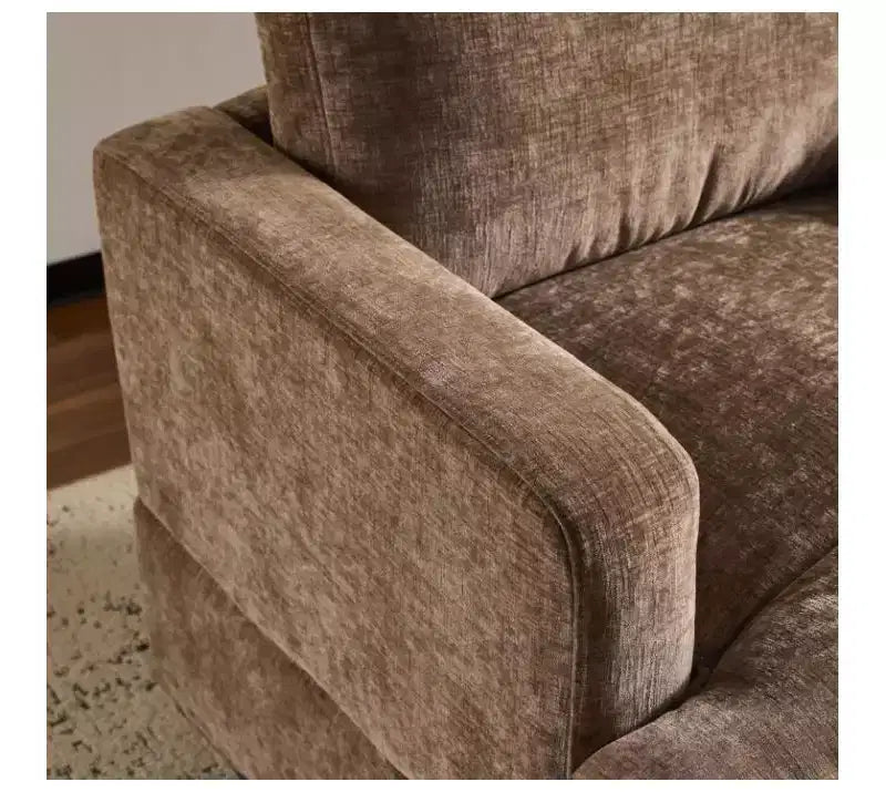 Moderna Poltrona Imbottita Comoda con Cuscino Schienale, Poltrona Girevole Quadrata a Botte a 360 Gradi per Soggiorno Beige