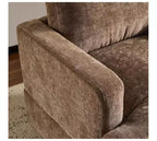 Moderna Poltrona Imbottita Comoda con Cuscino Schienale, Poltrona Girevole Quadrata a Botte a 360 Gradi per Soggiorno Beige