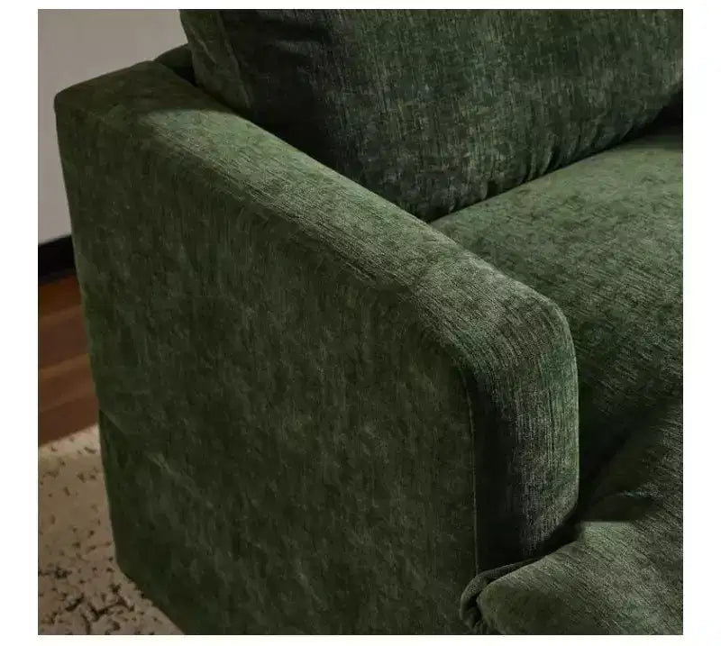 Moderna Poltrona Imbottita Comoda con Cuscino Schienale, Poltrona Girevole Quadrata a Botte a 360 Gradi per Soggiorno Beige
