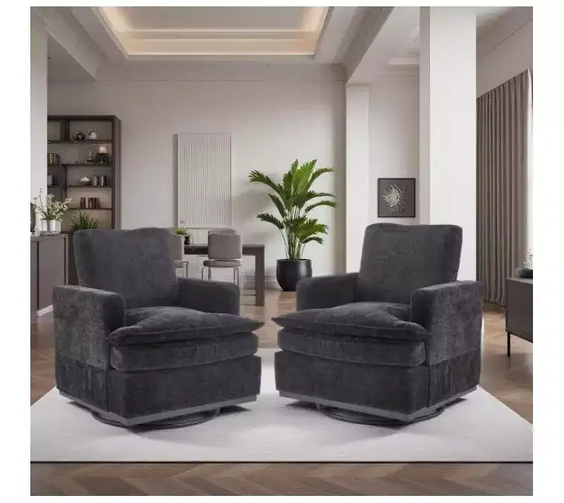 Moderna Poltrona Imbottita Comoda con Cuscino Schienale, Poltrona Girevole Quadrata a Botte a 360 Gradi per Soggiorno Beige