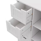 Mobiletto contenitore a 4 cassetti autoportante con ripiano aperto, armadietto da pavimento in legno per ingresso, bagno, camera da letto e soggiorno