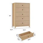 Cassettiera con 5 cassetti, in legno, alta, cassettiera alta con 5 cassetti per camera da letto e soggiorno, colore rovere