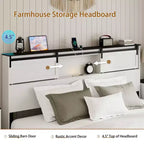 Letto a piattaforma Queen/King Size con Stazione di Ricarica, Struttura letto a piattaforma in legno con Contenitore