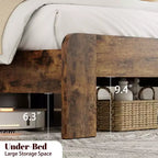 Letto a piattaforma Queen/King Size con Stazione di Ricarica, Struttura letto a piattaforma in legno con Contenitore