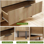 Comò moderno in legno scanalato - 6 ampi cassetti - Design antiribaltamento e gambe in metallo - Maniglie eleganti - Perfetto per camera da letto, soggiorno