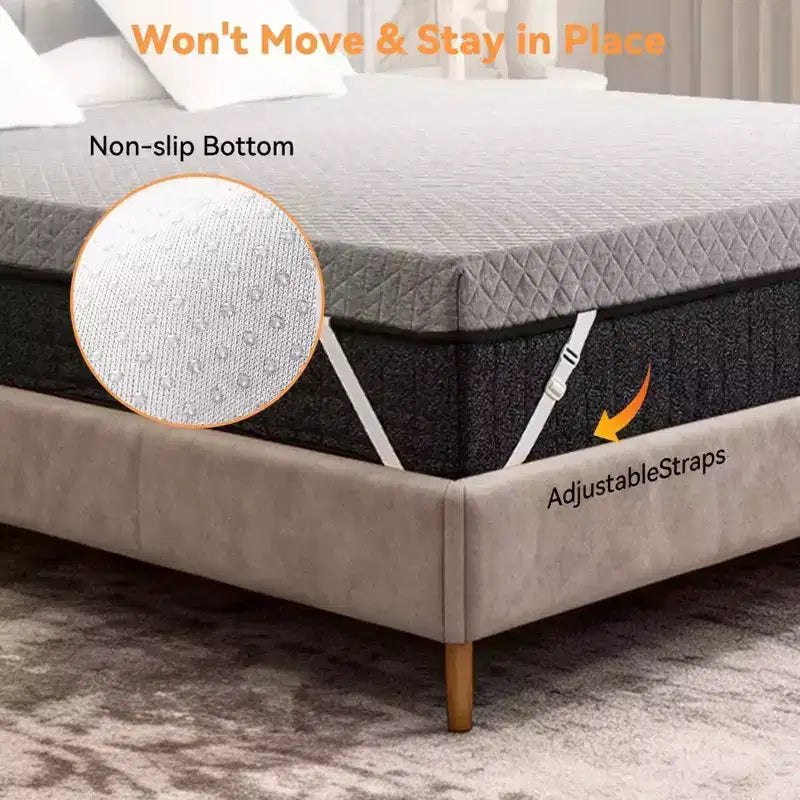 Topper per Letto Singolo (Twin Size) per Alleviare il Mal di Schiena, Spessore 7,5 cm, Schiuma Extra Rigida ad Alta Densità con Fondo Antiscivolo e Fodera Rimovibile Lavabile