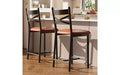 GustoWave Bar Stools Set of 2, Counter Height Metal Bar Chairs with Back & Thick Cushion, Upholstered Kitchen Island Seating, Modern Brown