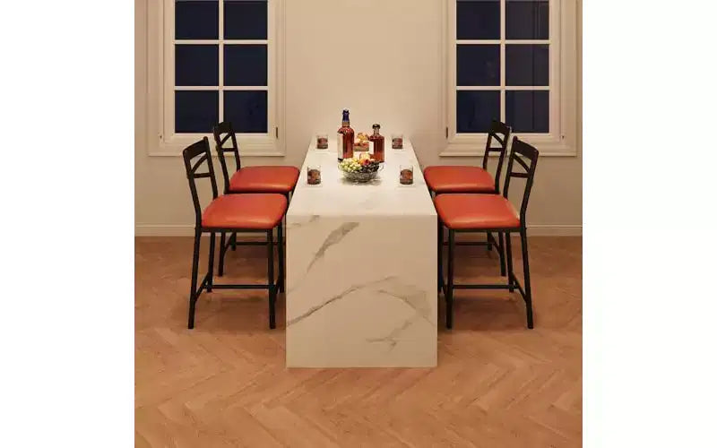 Set di 2 sgabelli da bar, sedie da bar in metallo altezza bancone con schienale e cuscino spesso, sedute imbottite per isola cucina, moderno marrone