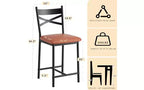 Set di 2 sgabelli da bar, sedie da bar in metallo altezza bancone con schienale e cuscino spesso, sedute imbottite per isola cucina, moderno marrone