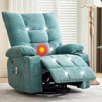 Poltrona reclinabile a dondolo girevole con funzione riscaldante e massaggiante - Recliner a dondolo a 360° con portabicchieri e tasca laterale - Divano singolo ergonomico, blu