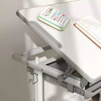 Set scrivania e sedia per bambini regolabili in altezza con desktop inclinabile e cassetto Grigio
