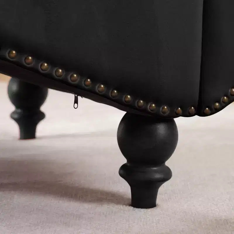 Chaise longue imbottita in velluto vintage Parley con schienale trapuntato e passamaneria con borchie