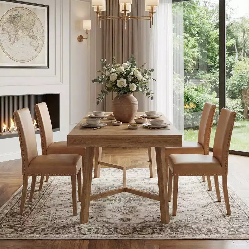 Tavolo da pranzo rustico da 70,9" per fattoria, tavolo da cucina per 6-8 persone, tavolo in MDF con capacità di 300 libbre, multifunzionale per uso domestico, ufficio e conferenze