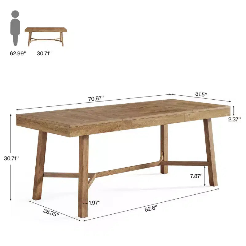 Tavolo da pranzo rustico da 70,9" per fattoria, tavolo da cucina per 6-8 persone, tavolo in MDF con capacità di 300 libbre, multifunzionale per uso domestico, ufficio e conferenze