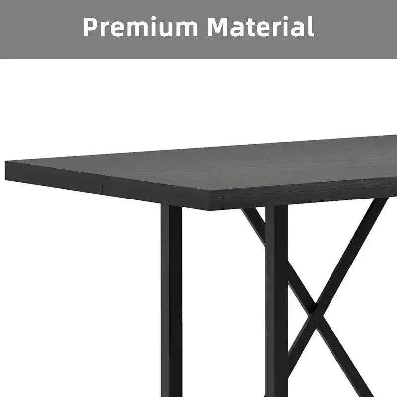 Tavolo da pranzo industriale alto 63 cm, 6 posti, piano rustico in legno e gambe in metallo con poggiapiedi, tavolo da cucina e da lavoro multiuso