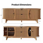 Mobile porta TV Mid-Century Modern con 2 cassetti e ripiani regolabili, consolle TV in legno con presa di corrente per centro di intrattenimento del soggiorno