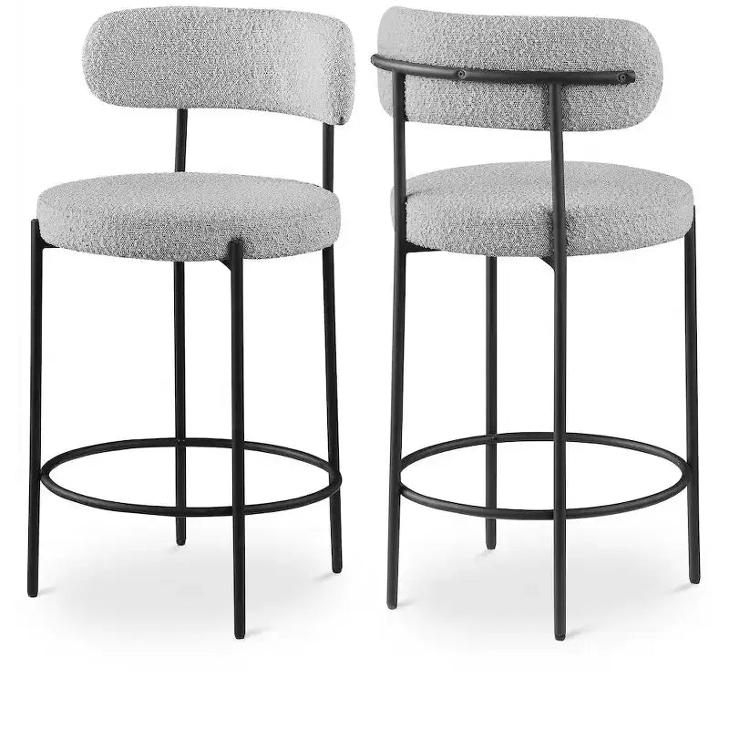 Sgabello Beacon in tessuto bouclé, set da 2