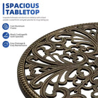 Tavolo da pranzo da esterno in alluminio pressofuso resistente alle intemperie, rotondo 23", con foro per ombrellone, design antico, facile montaggio