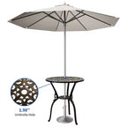 Tavolo da pranzo da esterno in alluminio pressofuso resistente alle intemperie, rotondo 23", con foro per ombrellone, design antico, facile montaggio
