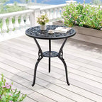 Tavolo da pranzo da esterno in alluminio pressofuso resistente alle intemperie, rotondo 23", con foro per ombrellone, design antico, facile montaggio