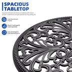 Tavolo da pranzo da esterno in alluminio pressofuso resistente alle intemperie, rotondo 23", con foro per ombrellone, design antico, facile montaggio