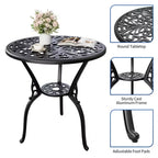 Tavolo da pranzo da esterno in alluminio pressofuso resistente alle intemperie, rotondo 23", con foro per ombrellone, design antico, facile montaggio