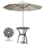 Tavolo da pranzo da esterno in alluminio pressofuso resistente alle intemperie, rotondo 23", con foro per ombrellone, design antico, facile montaggio