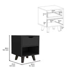 Comodino a un cassetto in legno nero 19