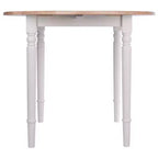 Set tavolo da pranzo Sorella 5 pezzi Naturale/Bianco - Tavolo rotondo con ante a ribalta, Legno massello, 4 sedie Windsor