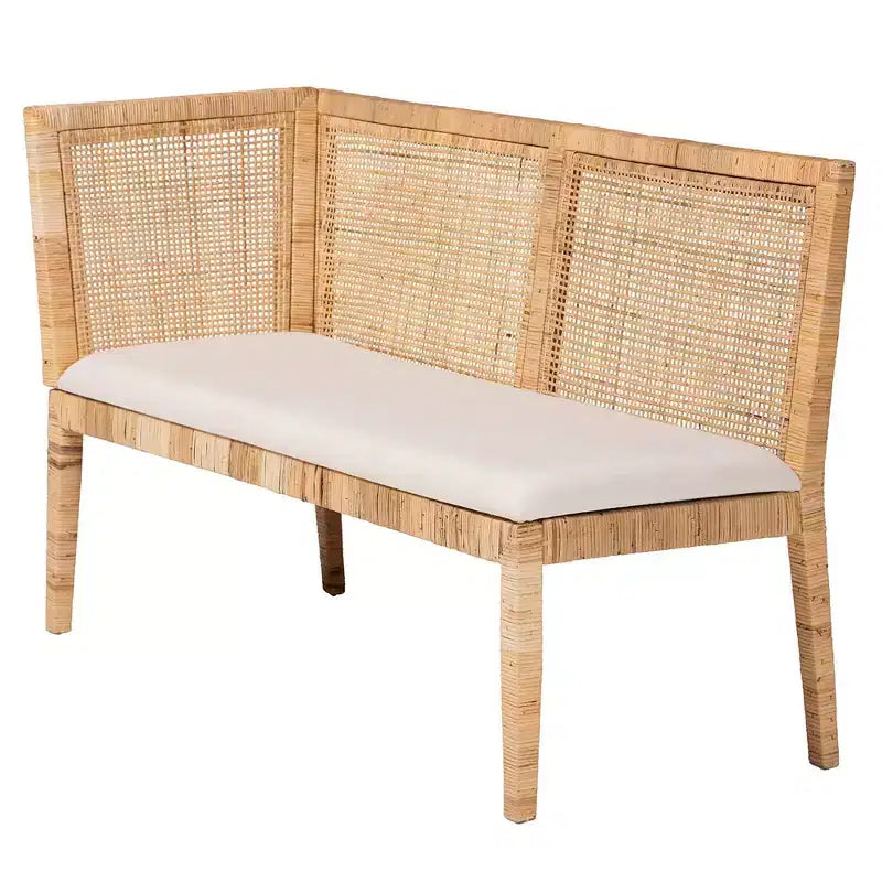 Set Divanetto 2 pezzi in Rattan Kalimantan Miele Chiaro/Bianco: Rivestimento in Poliestere, Struttura in Compensato