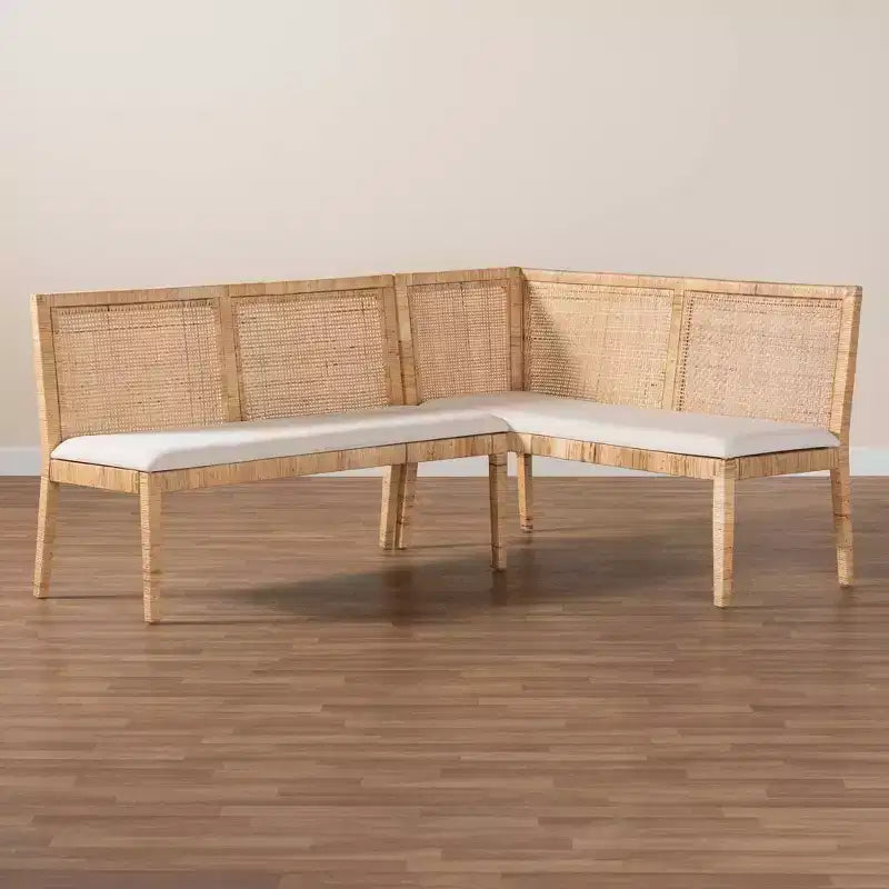 Set Divanetto 2 pezzi in Rattan Kalimantan Miele Chiaro/Bianco: Rivestimento in Poliestere, Struttura in Compensato