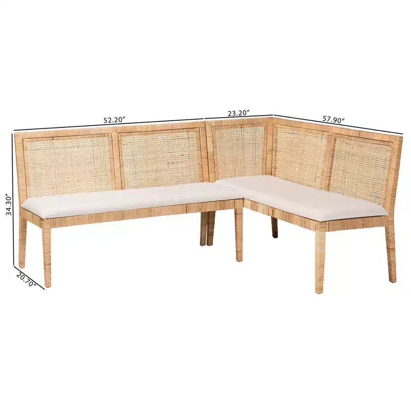Set Divanetto 2 pezzi in Rattan Kalimantan Miele Chiaro/Bianco: Rivestimento in Poliestere, Struttura in Compensato