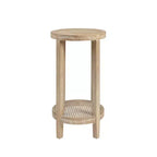 Harley Round Accent Table Wheat: Martha Stewart, Ash Veneer, Rattan Shelf, 28" High