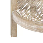 Tavolino d'appoggio Harley rotondo color grano - impiallacciatura in frassino, ripiano in rattan, 71 cm di altezza