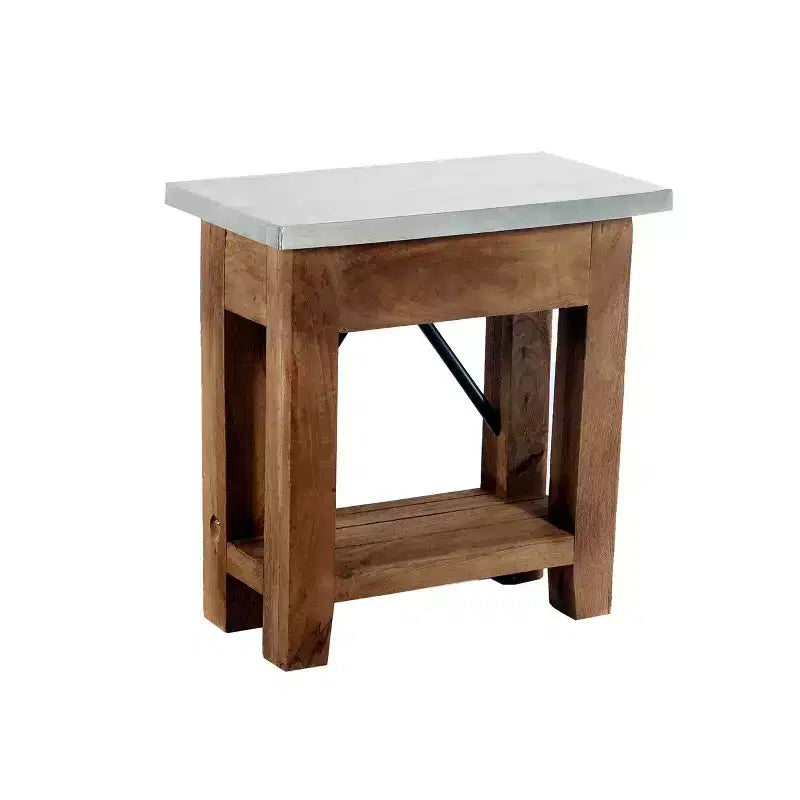 Tavolino d'appoggio in legno con ripiano: Stile industriale moderno, Struttura in legno massello