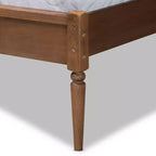 Letto King Elston in Rattan Sintetico e Legno Marrone/Noce Cenere - Design Mid-Century, Gambe Tornite
