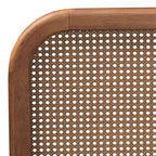 Letto King Elston in Rattan Sintetico e Legno Marrone/Noce Cenere - Design Mid-Century, Gambe Tornite