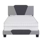 Letto queen Sydney Contemporary in lino imbottito grigio antracite - Doghe in legno di betulla resistenti, Rete a molle richiesta
