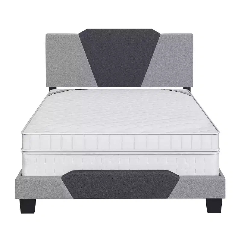 Letto queen Sydney Contemporary in lino imbottito grigio antracite - Doghe in legno di betulla resistenti, Rete a molle richiesta
