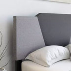 Letto queen Sydney Contemporary in lino imbottito grigio antracite - Doghe in legno di betulla resistenti, Rete a molle richiesta