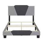 Letto queen Sydney Contemporary in lino imbottito grigio antracite - Doghe in legno di betulla resistenti, Rete a molle richiesta
