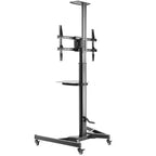 Carrello porta TV di qualità superiore regolabile in altezza per schermi da 37 a 70 pollici, capacità max 50 kg con rotazione da verticale a orizzontale, regolazione altezza a manovella