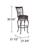 Sgabello da bar girevole Trevi Bronze marrone, altezza 67,3 cm, con cuscino tradizionale in similpelle e schienale, poggiapiedi per bancone da cucina
