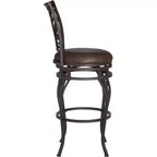 Sgabello da bar girevole Trevi Bronze marrone, altezza 67,3 cm, con cuscino tradizionale in similpelle e schienale, poggiapiedi per bancone da cucina